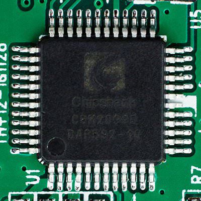 USB mass storage controller chip on usb circuit board.